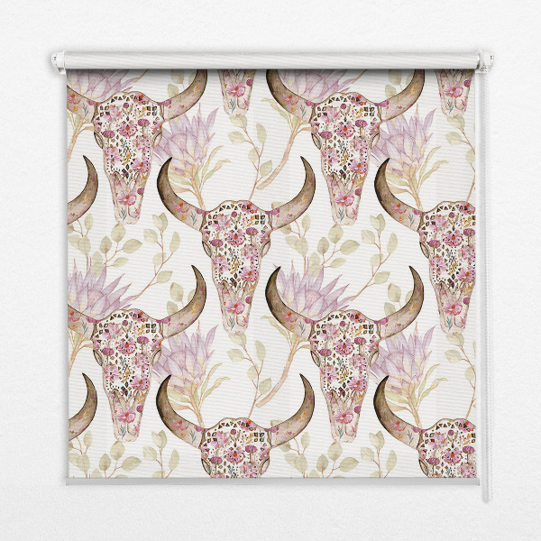 Fabric roller blind Colorful buffalo heads