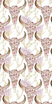 Fabric roller blind with colorful buffalo head print