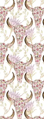 Fabric roller blind with colorful buffalo head print