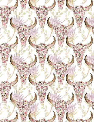 Fabric roller blind with colorful buffalo head print
