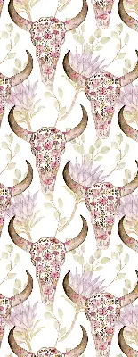 Fabric roller blind with colorful buffalo head print