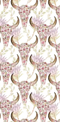 Fabric roller blind with colorful buffalo head print