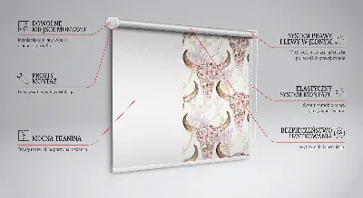 Fabric roller blind with colorful buffalo head print