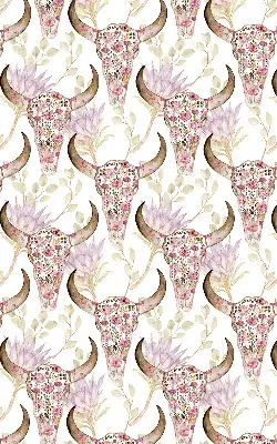 Fabric roller blind with colorful buffalo head print