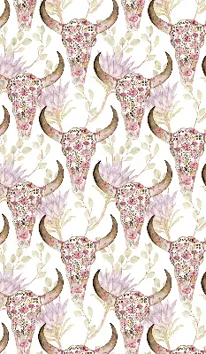 Fabric roller blind with colorful buffalo head print