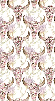 Fabric roller blind with colorful buffalo head print