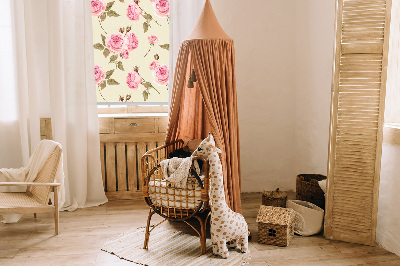 Fabric roller blind roses pattern