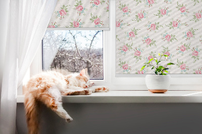 Roller blind for large window roses pattern