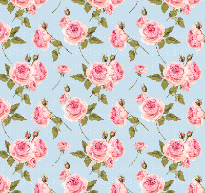 Fabric roller blind with a roses pattern