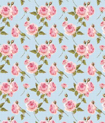 Fabric roller blind with a roses pattern