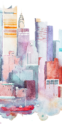 Fabric roller blind colorful city print