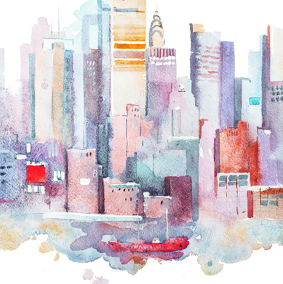 Fabric roller blind colorful city print