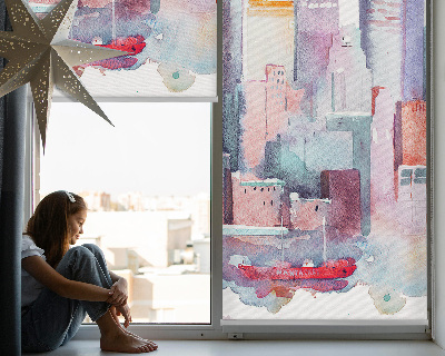 Fabric roller blind colorful city print