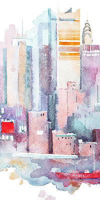 Fabric roller blind colorful city print