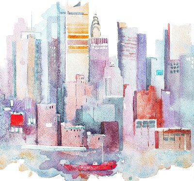 Fabric roller blind colorful city print
