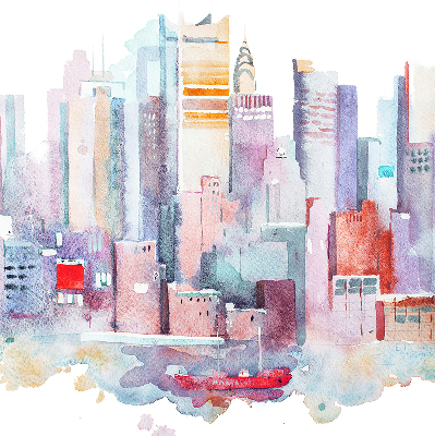 Fabric roller blind colorful city print