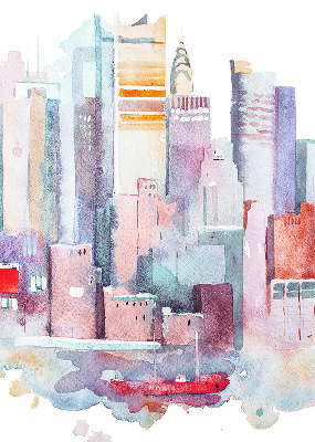 Fabric roller blind colorful city print