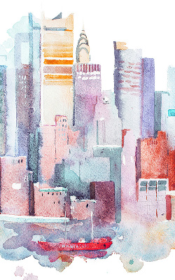 Fabric roller blind colorful city print