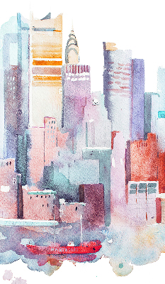 Fabric roller blind colorful city print