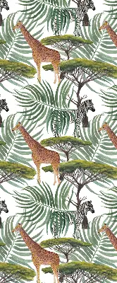 Modern roller blind with animals and trees pattern
