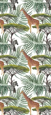 Modern roller blind with animals and trees pattern