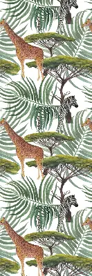 Modern roller blind with animals and trees pattern