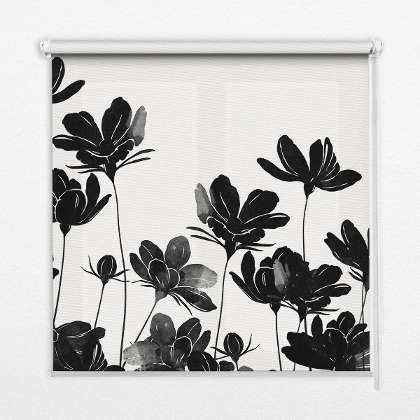 Fabric roller blind Black flowers