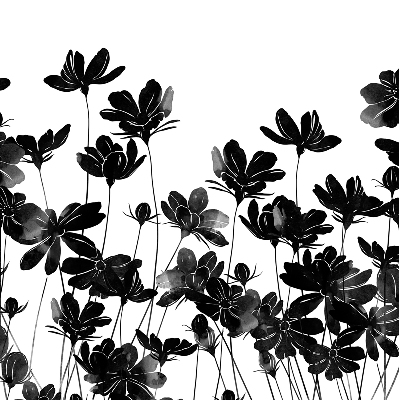 Fabric roller blind Black flowers