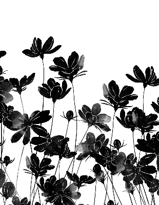 Fabric roller blind Black flowers