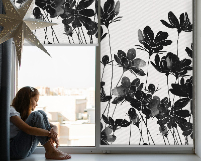 Fabric roller blind Black flowers