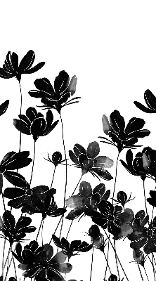 Fabric roller blind Black flowers
