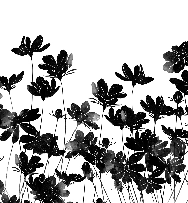 Fabric roller blind Black flowers