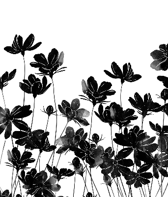 Fabric roller blind Black flowers