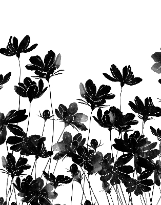 Fabric roller blind Black flowers