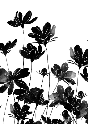 Fabric roller blind Black flowers