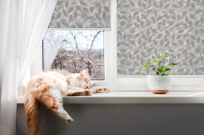 Modern roller blind Gray leaves
