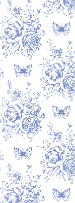 Fabric roller blind Blue flowers and butterflies