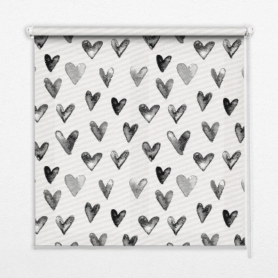 Modern roller blind black hearts pattern