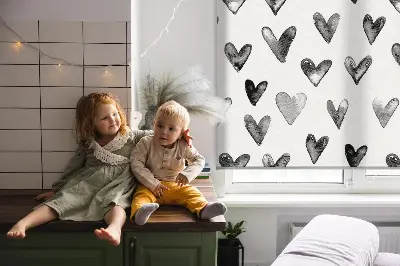 Modern roller blind black hearts pattern