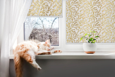 Fabric roller blind with golden branches pattern
