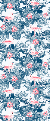 Roller blind for large window Tropical plants and flamingos