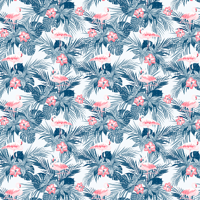 Roller blind for large window Tropical plants and flamingos
