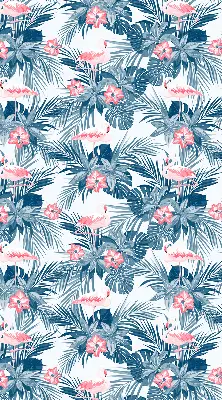 Roller blind for large window with tropical plants and flamingos pattern