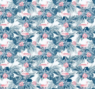 Roller blind for large window Tropical plants and flamingos