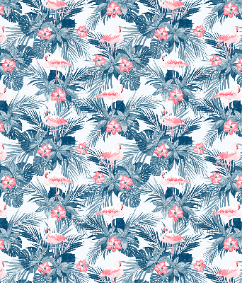 Roller blind for large window Tropical plants and flamingos