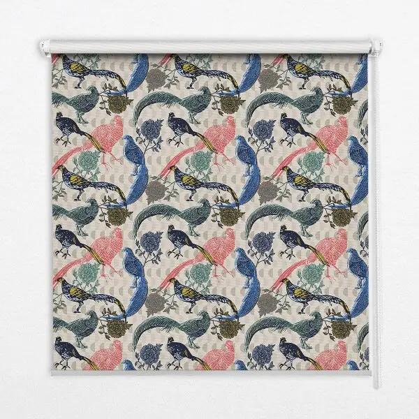 Modern roller blind colorful peacocks pattern