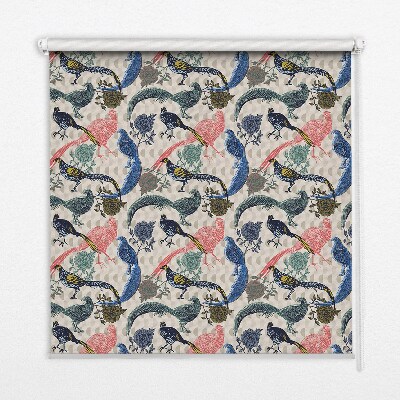Modern roller blind colorful peacocks pattern
