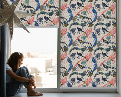 Modern roller blind Colorful peacocks