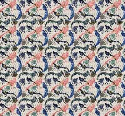 Modern roller blind colorful peacocks pattern