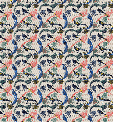 Modern roller blind Colorful peacocks